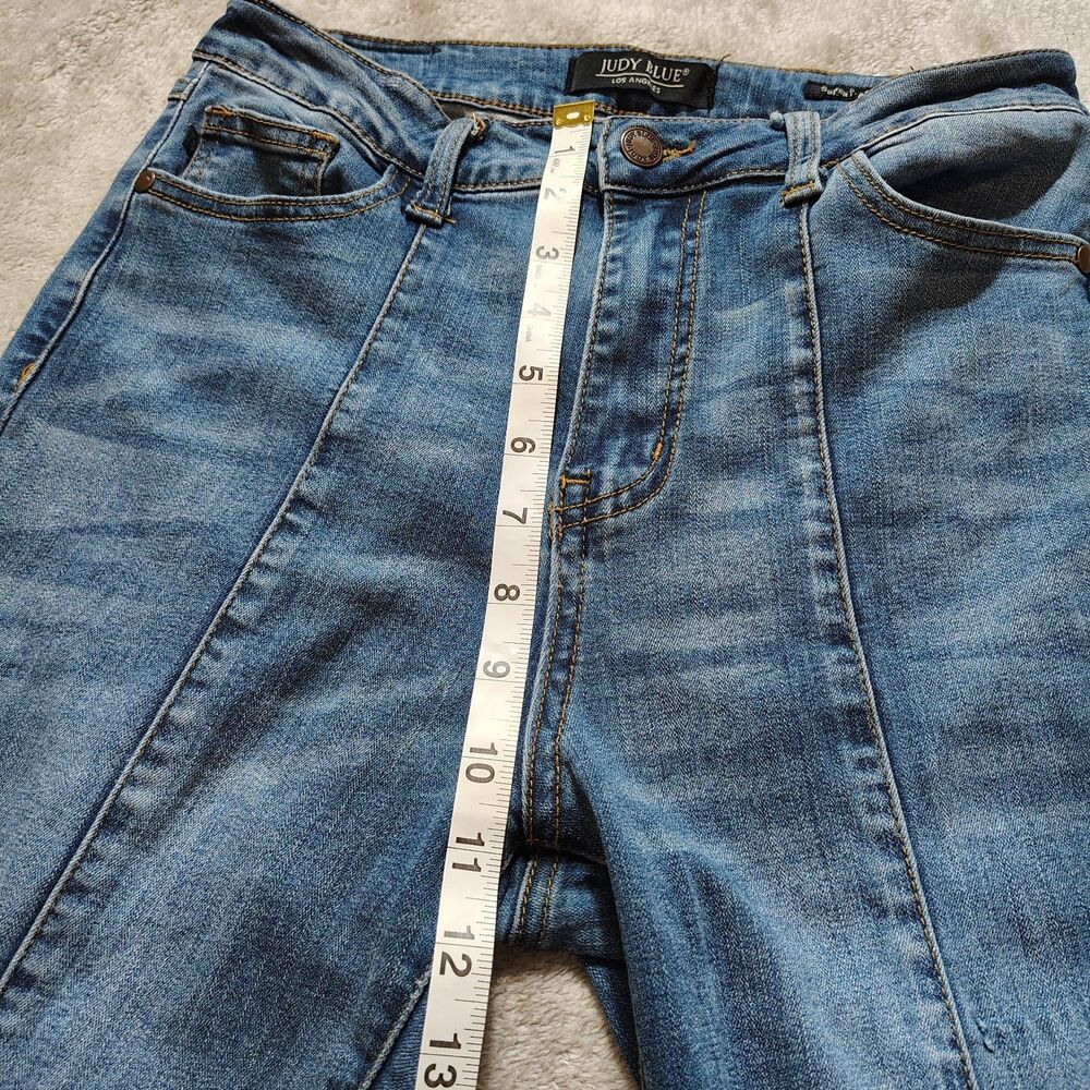 Judy Blue Jeans Womens 7/28 Super Flare Fit Center Seam Raw Hem Pants READ - Picture 7 of 11